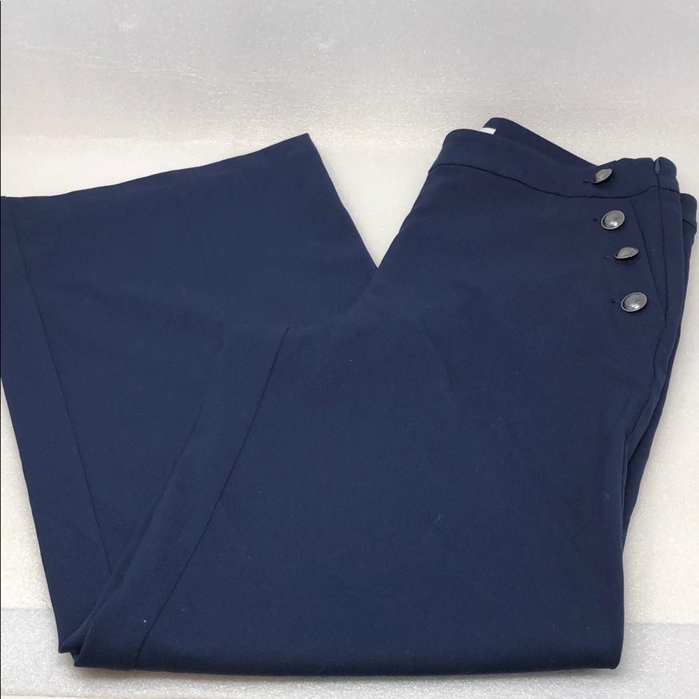 Loft Pants Navy Wide Leg Sailor Button Trousers Size 12